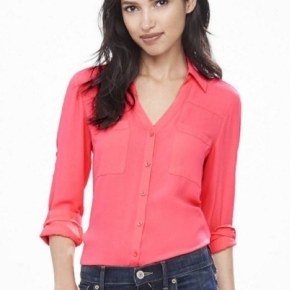 EXPRESS The Portofino Shirt hot pink‎ - Picture 2 of 4